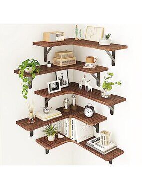 New Corner Floating Shelves for Wall, Rustic Wood Wall Mounted Shelf
